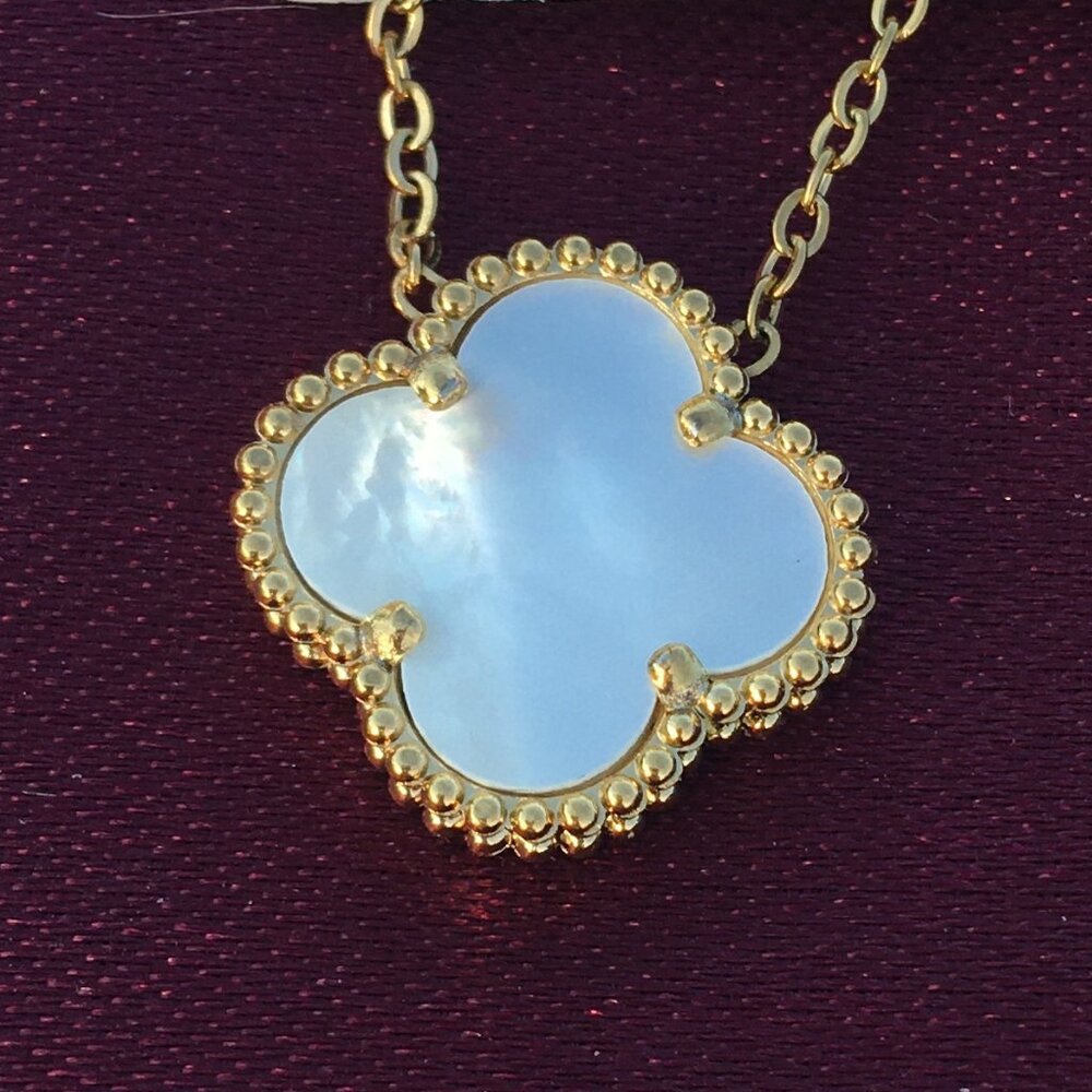 Classic Clover - Stainless Steel/Titanium and Real Mother of Pearl